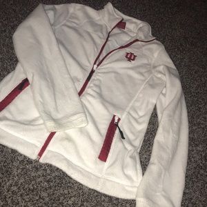 White IU Indiana University fleece zip up